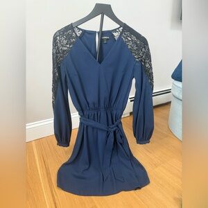 Express Midnight Blue Dress with Lace Detail